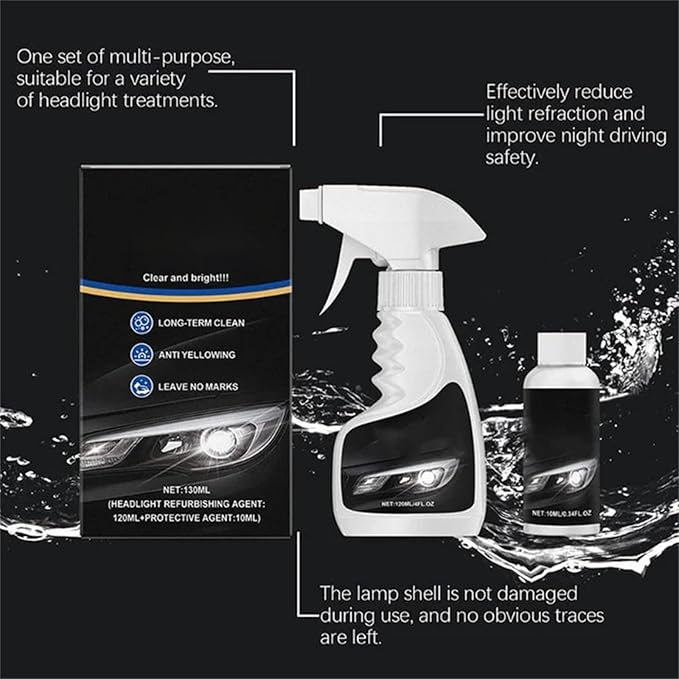 Headlight Cleaner, Headlight Restoration Kit, 2026 New Automotive Headlamp Restoration Fluid Kit for Superior Gloss & Protect