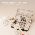 Lolalet Travel Jewelry Case for Women Girls, Travel Jewelry Organizer Box with Mirror & Clear Storage Bag, Small Portable Ear