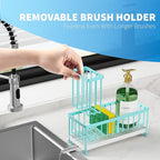 Cisily Sponge Holder for Kitchen Sink, Sink Caddy Organizer with High Brush Holder, Kitchen Countertop Organizers and Storage