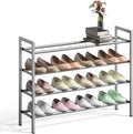 Bumusty 4-Tier Expandable Shoe Rack for Closet, 18“-33” Adjustable Shoe Rack for Small Space, Small Shoe Organizer for Front 