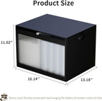 Bamboo Hanging File Boxes with Lids 2 Pack, File Organizer Box for Letter/Legal File, File Box with Hanging Folders Acrylic L