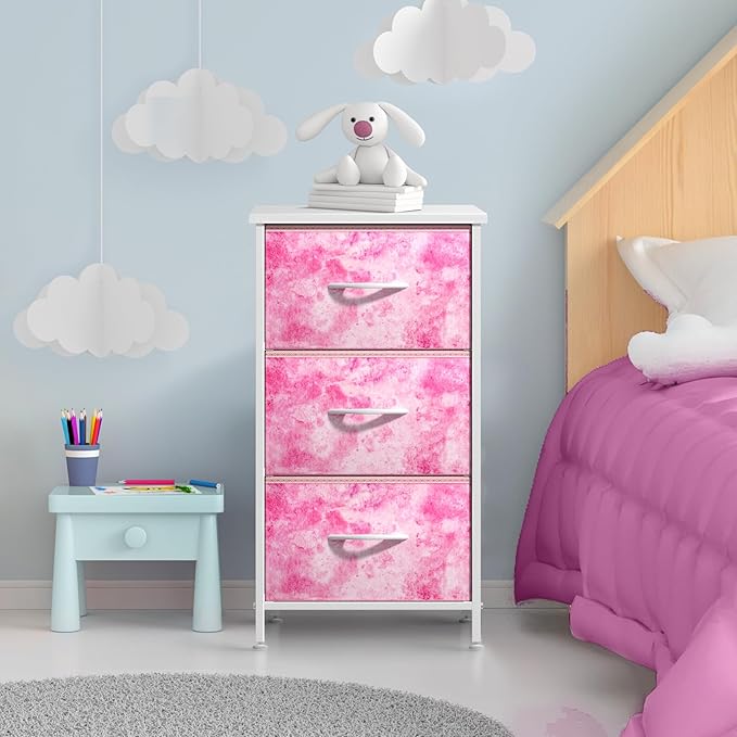 Sorbus Nightstand Storage Organizer Chest with 3 Drawers - Kids Girls, Boys Bedroom Furniture Chest for Clothes, Closet Organ