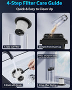 Handheld Vacuum Cordless 1.1 Pounds Car Vac 10000PA Hand Held Vacuums 4-in-1 Hand Vac Cordless Rechargeable HEPA Filter Large