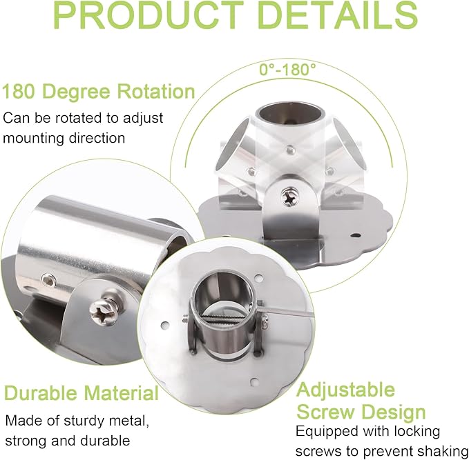 Flower-Shape Shower Curtain Rod Bracket, 2Pcs Telescopic Metal Shower Drape Rod Swivel Flange Curtain Pole Wall-Mount Bracket