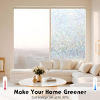 Volcanics Rainbow Window Privacy Film with Installation Tools, Decorative Stained Glass Window Film, Static Cling Heat Control Window Tinting Film Stickers, Grayish Silver, 17.5 x 78.7 inches