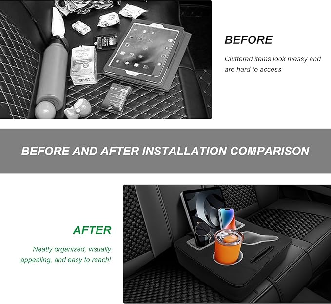 Sun Walker Back Seat Cup Holder for Car, Waterproof Rear Seat Organizer Expander Tray to Store Phone Drink Snack, Universal L