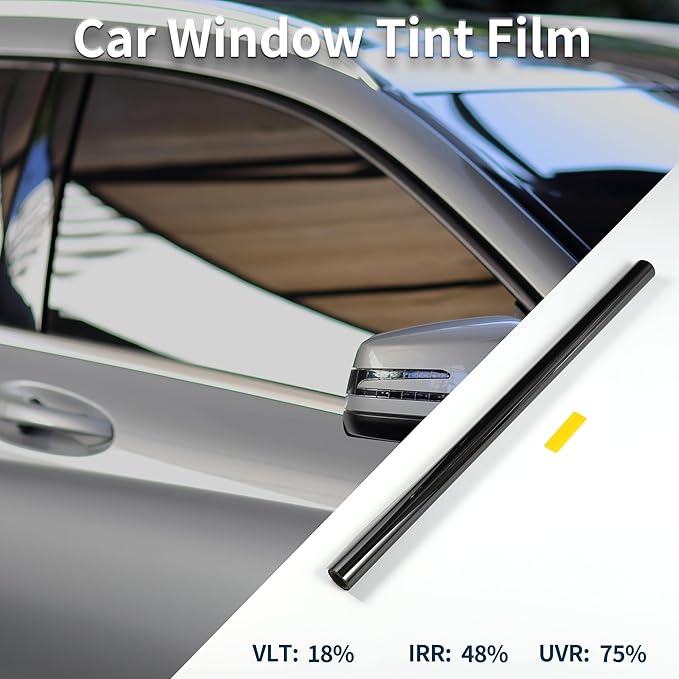 Motoforti Nano Ceramic Car Window Tint Film VLT 18% IRR 48% UVR 75% Chrome Gray 5ft x 30inch Privacy Film 2mil PET 1 Pc