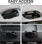Sunglass Holder for Car Visor, Car Sunglasses Holder Leather, Eyeglasses Holder Glasses Storage Case Visor Accessories