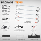 12V LED Interior Light Bar Kit Dimmable IP67 Waterproof Camping String Lights, 2 Bars White & 2 Bars Amber Aluminum Magnetic Mount Exterior Lights for RV, Camping Tent,Car