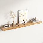 Live Edge Elm Floating Shelves for Wall Decor, Rustic Solid Wood Shevles Wall Mounted with Invisible Bracket for Living Room 