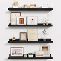 Fun Memories Picture Ledge Shelf - 24 Inches Floating Shelves Set of 4 - Floating Shelves with Lip for Storage - Wood Bookshe