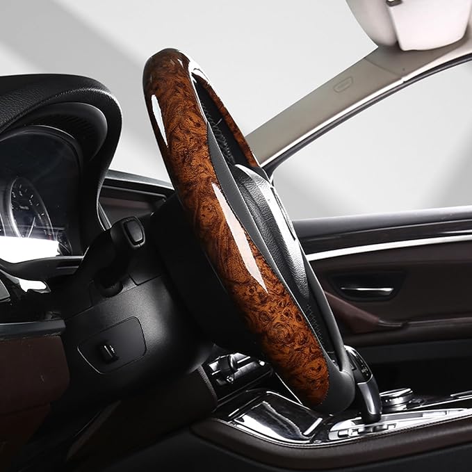 KAFEEK 16 inch Steering Wheel Cover for Ford F150 F250 F350 Ram 4Runner Tacoma Tundra Range Rover, Car Wood Grain Steering Wh