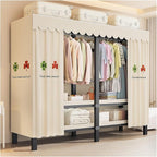 Portable Foldable Wardrobe Closet with Cover, 1200lbs Garment Rack for Hanging Clothes, Enclosed Coat Storage Organizer with 
