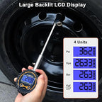 Semi Truck Tire Pressure Gauge Digital 200 PSI, Heavy Duty Dual Head Tire Guage and Backlight LCD Display, Digital Pressure Gauges Certified ANSI B40.1 for Car, Truck, SUV