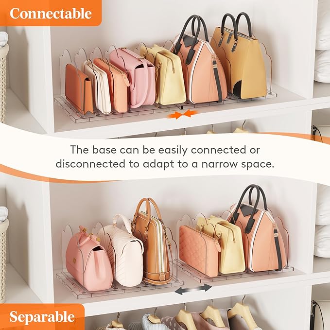 Lifewit Purse Organizer for Closet, Clear Handbags Storage Organizer, Adjustable Clutch Purse Storage Organizer Holder for Cl