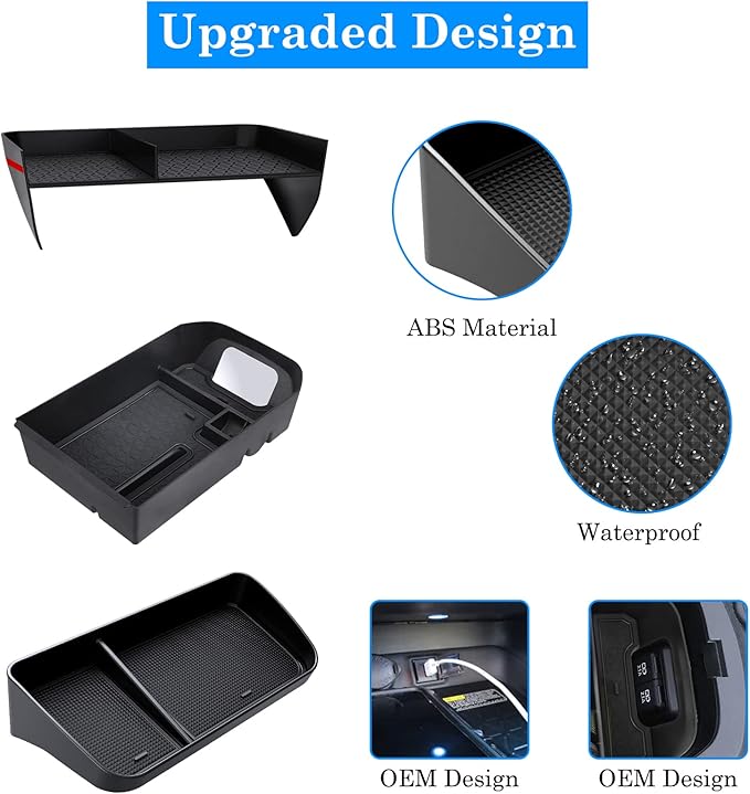 Upgraded Center Console Organizer Compatible with Toyota RAV4 2025 2024 2023 2022-2019 Interior Accessories, Armrest Storage Box, Dash Storage Tray(Not for New 10.5'' Multimedia Display)-3pcs