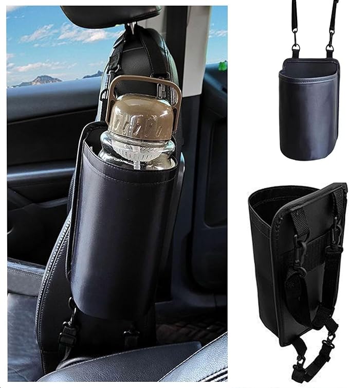 Motelor Deep Drawstring Car Cup Holder for 40oz Stanley Tumblers - 10-Inch Depth Secures Tallest Bottles, Rip-Stop & Machine Washable, Heavy-Duty Organizer for SUV/Truck