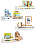 Fun Memories Nursery Book Shelves - Rustic Natural Solid Wood Floating Bookshelf for Kids - Wall Book Shelves for Kids Room (