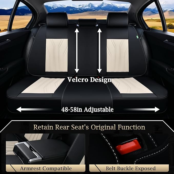 FLORICH Rear Automotive Seat Covers Leather Car Seat Covers Waterproof Back Seat Cover Universal Seat Cushion Protector for M
