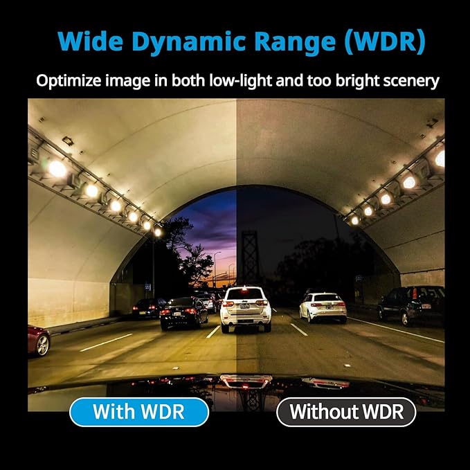 HP 4K+1080P Dash Cam, Front and Rear Dash Camera for Cars, 1.5" LCD Screen, 64GB Card, Night Vision with WDR, Support Parking