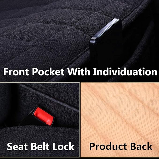Suninbox Car Seat Cover,2 Pack Linen Bottom Seat Covers for Trucks, Car Seat Pad,Car Seat Cushion Breathable Ventilated Front
