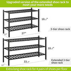 BMOSU 3-Tier Bamboo Extended Shoe Rack Premium Stackable Shoe Shelf Storage Organizer for Hallway Closet Living Room Entryway