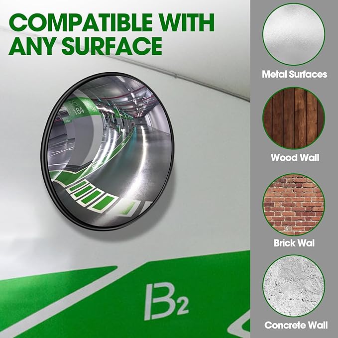 Convex Traffic Mirror - 24'' Outdoor and Indoor Driveway & Security Parabolic Safety Mirrors, Acrylic Convex Mirror for Garage, Retail Stores, Warehouses, Office and High-Traffic Areas