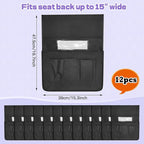 Chair Pockets for Classroom 12 Pack 15 x 19 Inch Chairback Buddy Pocket Chart Seat Back Organizer Student Storage with Lable Slot for Classroom Kindergarten School Home (Black)