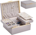 Lolalet Jewelry Box Organizer for Women Girls, 2 Layer Jewelry Organizers and Storage for Necklace Earrings Rings Bracelets, 
