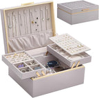Lolalet Jewelry Box Organizer for Women Girls, 2 Layer Jewelry Organizers and Storage for Necklace Earrings Rings Bracelets, 