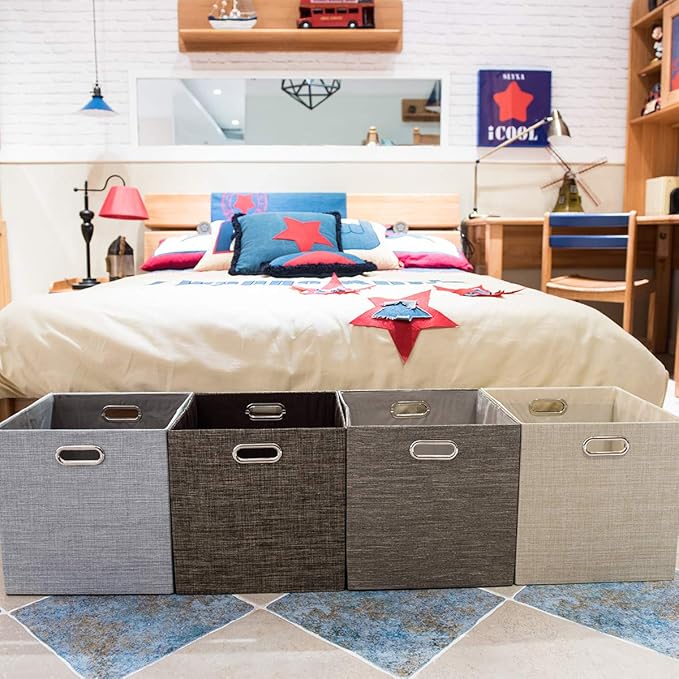 Posprica Fabric Storage Cubes,13×13×13 cube storage bins, Foldable Drawers Baskets Containers for Shelf Cabinet Bookcase,Thic