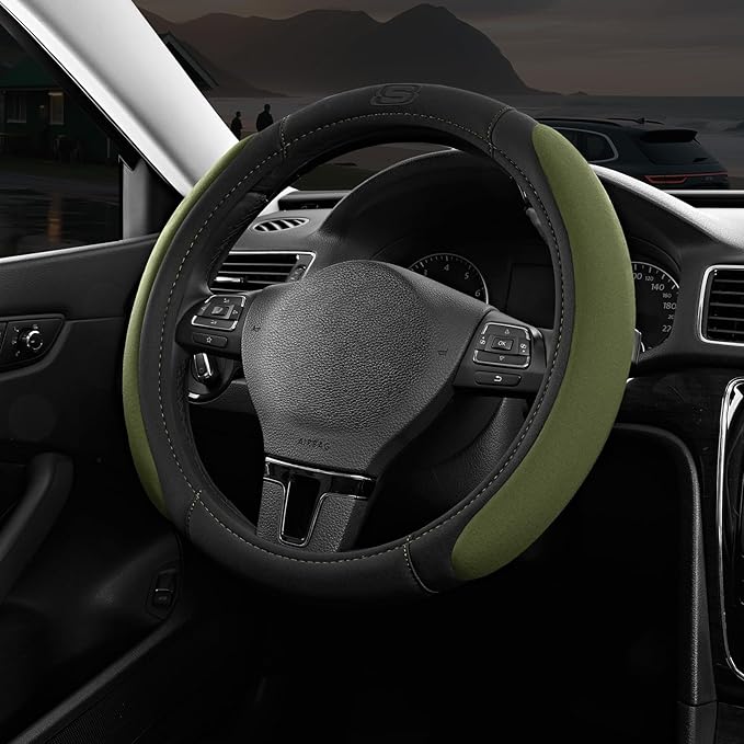 Skechers Steering Wheel Cover, Memory Foam Car Steering Wheel Cover,14.5-15inch Anti-Slip Safety Comfortable Desgin, Universa