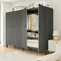Foldable Portable Wardrobe On Wheels, Freestanding Garment Rack, with Magnetic Door 2000lbs, Heavy Duty Clothes Rack, for Bed