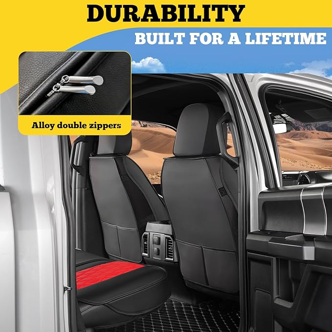 LINGVIDO Car Seat Covers Full Set (5 Seats) - Premium Perforated Nappa Leather, Waterproof Shield, Omni-Adapt Fit SUVs Sedans