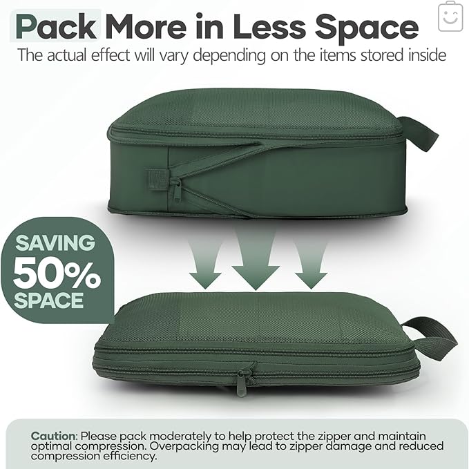 Veken 9/11 Set Compression Packing Cubes for Travel Essentials,Compressible Expandable Large Luggage Suitcase Organizer Bags 