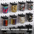 Unittype 20 Set Pegboard Organizer Accessories Peg Boards Jars with Lids Plastic Pegboards Bins Storage Containers Clear Peg 