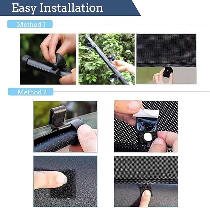 2PCS Car Window Shades for Baby, 17.71"×19.68" Retractable Car Shades for Side Window with Suction Cups,UV Rays Glare Protection Roller Sunshade Visor for Baby, Kids, Pets, Passengers