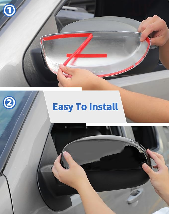 Rearview Mirror Half Caps Covers Compatible with 2007-2014 Chevy Silverado GMC Sierra Avalanche Tahoe Suburban Yukon Escalade ESV Left Right Side View Upper Mirror Cover Caps, Black
