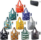 BeeGreen Animal Reusable Shopping Bags Grocery Totes 10 Pack with Zipper Carry Pouch Cute Shopper Bags XLarge Machine Washable Durable Gifts for Animal Lovers Women
