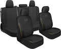 CAT PU Leather Car Seat Covers Full Set – Front Bucket Seats + 60/40 Split Rear Bench – Black Waterproof Automotive Seat Cove