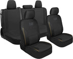 CAT PU Leather Car Seat Covers Full Set – Front Bucket Seats + 60/40 Split Rear Bench – Black Waterproof Automotive Seat Cove