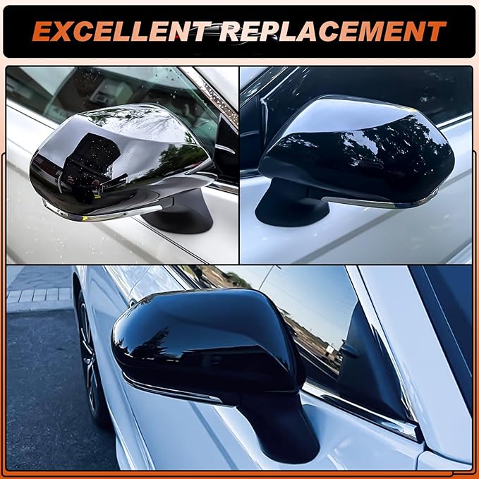 ACLONG Glossy Black Mirror Covers Fit for Toyota Camry 2018-2025 – Driver & Passenger Side Rearview Cap Replacement (1 Pair)