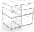 Prsildan Acrylic Drawer Makeup Organizer with 6 Drawers (Not for Baby Bottle), Set of 2 Office Desk Organizers Accessories, C