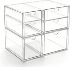 Prsildan Acrylic Drawer Makeup Organizer with 6 Drawers (Not for Baby Bottle), Set of 2 Office Desk Organizers Accessories, C