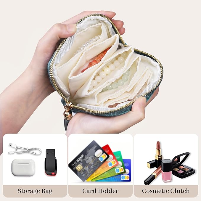 Stratalife Travel Jewelry Case - Portable Jewelry Pouches for Gemstones Healing Crystal, Bracelets Bangles Storage, Necklace 