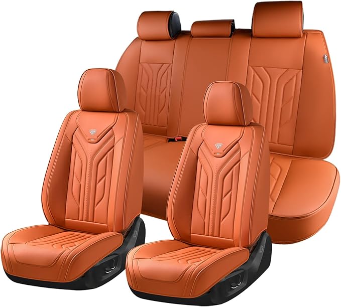 Coverado Car Seat Covers Full Set, Automotive Seat Covers Car Seat Protector Car Seat Cushion, Waterproof Leather Seat Covers