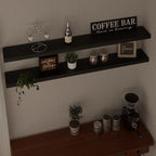 IEO Long Wooden Floating Shelves for Room Wall, Natural Wood Floating Shelves Wall Mounted Kitchen Shelf for Living Room, Bed