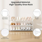 VILICK Shoe Rack for Closet Shoe Organizer Space Saver Storage for 12-15 Pair Shoe Shelf with Hook Free Standing 3 Tier Shoe 