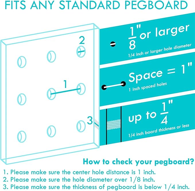 LIGHT DUST 3-Pack Pegboard Baskets with Hooks, Wall Organizer Hooks Assortment, Workbench Storage System for Hardware, Attach