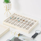 Stackable Jewelry Organizer Tray For Drawers,White Leather Small Earring Storage Tray,Bracelet And Necklace Display Box,Jewel